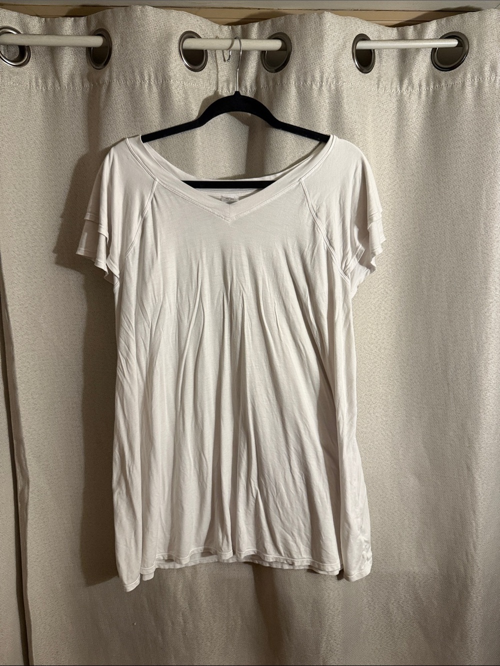 Maternity Cream Short Sleeve V-Neck Swing Top